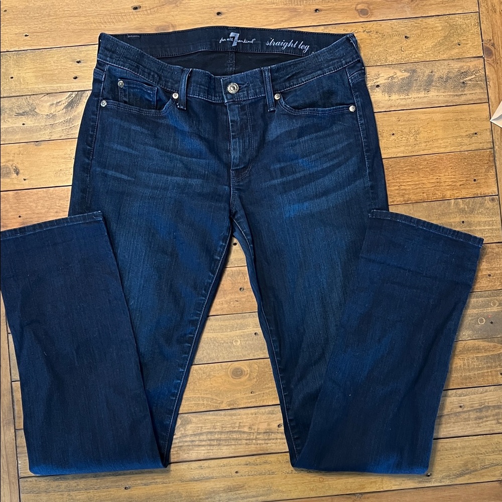 7 For All Mankind Deep Indigo Straight Leg Jeans
